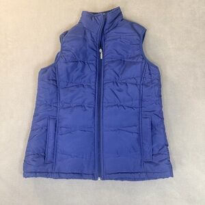 Jane Ashley Women’s Blue Puffer Vest- Full Zip - Pockets- Petite Large